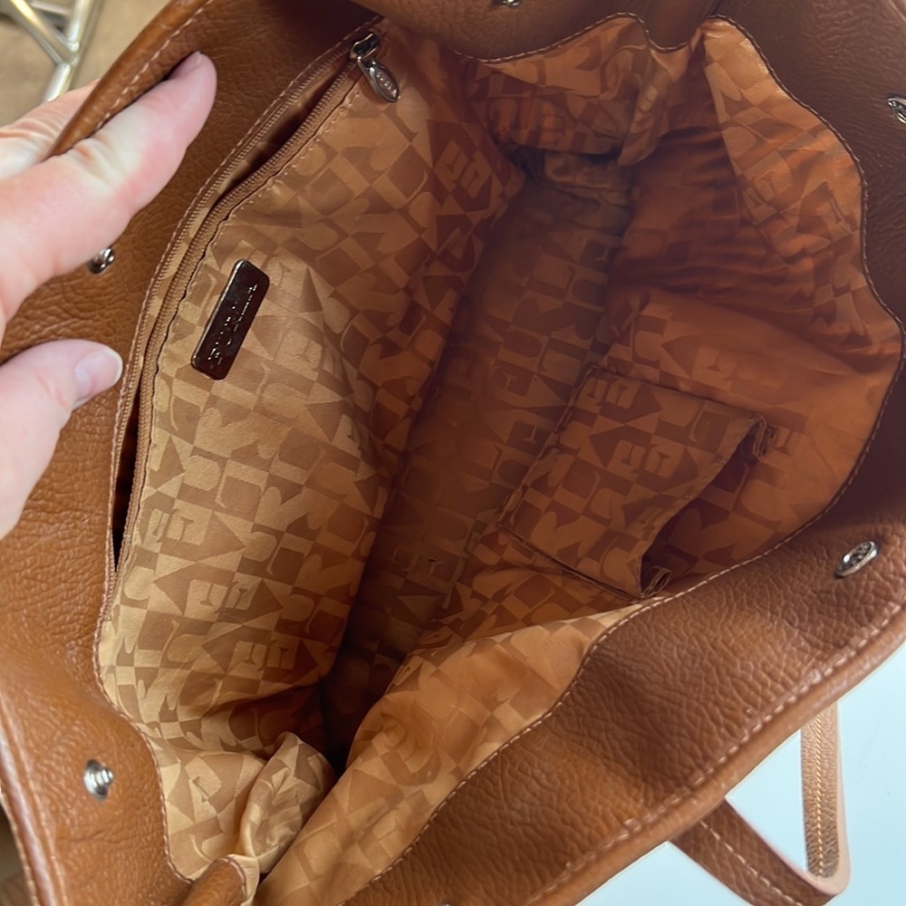 Furla Woven Straw Tote Cream Brown Leather Trim Large Shoulder Bag Resort Luxury - Picture 9 of 12